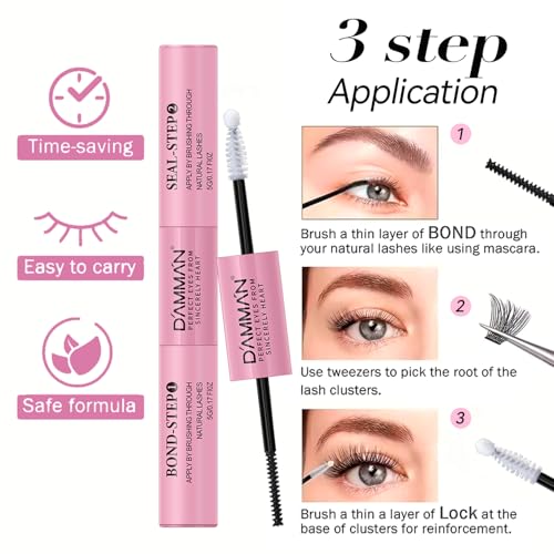 DAMMAN Lash Cluster Glue - Waterproof 72H Hold with Bond & Seal
