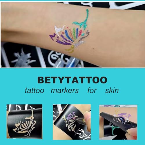 Temporary Tattoo Markers Set with 15 Stencils