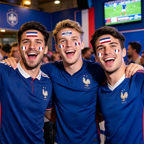 56Pcs French Flag Temporary Tattoos - Waterproof Body Art Stickers