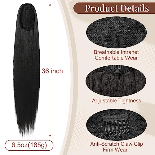 Flufymooz 36 Inch Drawstring Ponytail Extension Synthetic Hair
