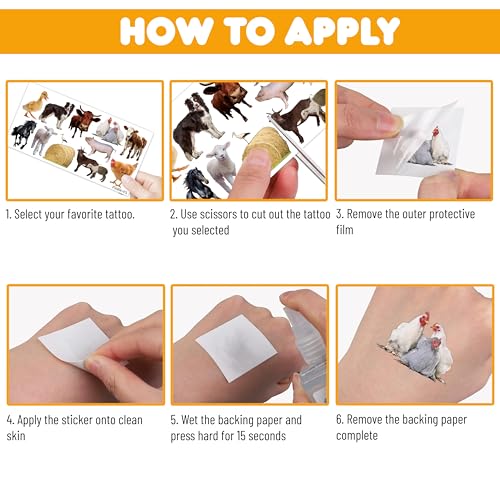 103 Pc Farm Animals Temporary Tattoos Party Pack