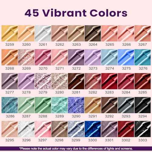 Lavender Violets 49 Pcs Gel Nail Polish Set, 45 Colors Gel Polish U V LED with Base, Glossy & Matte Top Coat for Nail Art Designs A907
