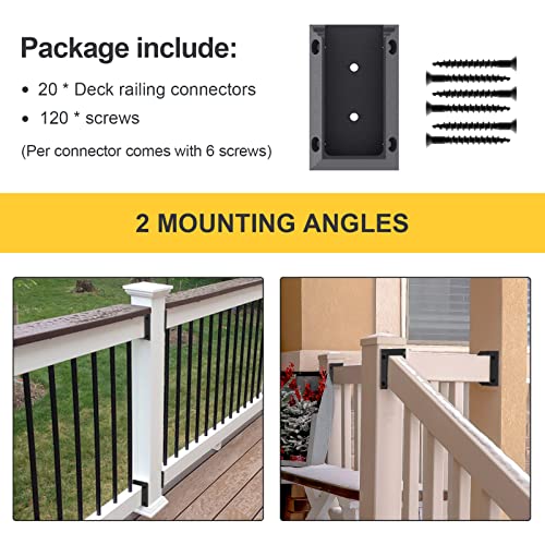 Goovilla 20 PCS Deck Railing Bracket Connectors for 2x4 Wood Posts