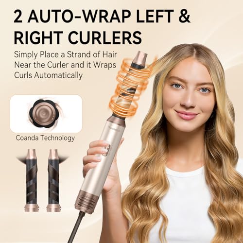 5-in-1 Hair Dryer Brush Set with Auto Wrap Curlers - Beige