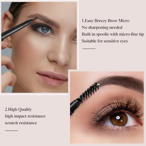 Dimsile 24 Pcs Brown Eyebrow Pencil Waterproof Eyebrow Pencil Bulk Retractable Micro Eyebrow Pencil with Brow Brush Shaping and Filling Brow Pencil Easy to Color for Women Eye Makeup Draw(Dark Brown)