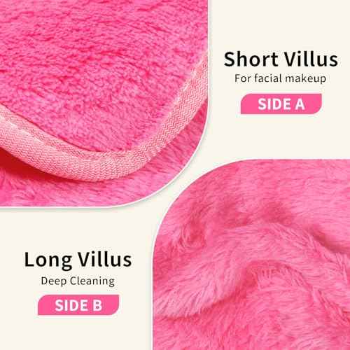 Makeup Remover Cloth 12 Packs Set, 6.5" x 6.5" Reusable Makeup Remover Towels, Makeup Washcloths for Face, Soft & Washable Coral Fleece Microfiber Towel for Face, Eye, Lips