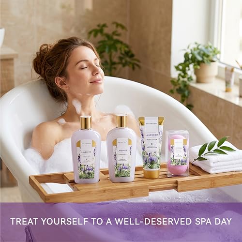Spa Luxetique Lavender Bath Gift Basket for Women, 8-Piece Set