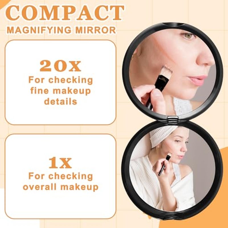 Double-Sided 1X/20X Compact Magnifying Travel Mirror