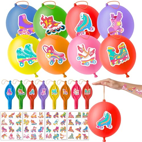 72-Piece Retro Party Favors Set - 48 Tattoos & 24 Punch Balloons