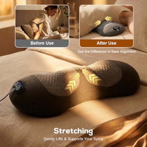 Lumbar Support Pillow with Heat & Vibration Massage + Eye Mask