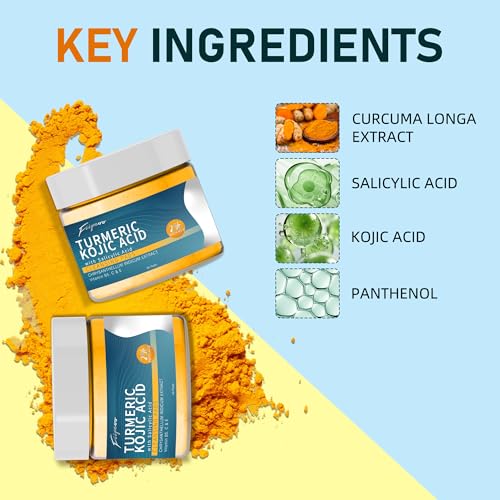 Turmeric Kojic Acid Cleansing Pads - 80 Pcs in 2 Jars - Exfoliating & Hydrating Turmeric Cleansing Pads for Face