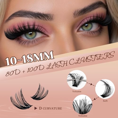 80D 100D Thick Fluffy Lash Clusters Kit 10-18mm DIY