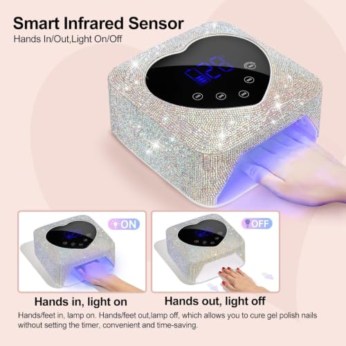 ShineCai Diamond UV LED Nail Lamp 72W Rechargeable Cordless Gel Curing with Auto Sensor & 5 Timer
