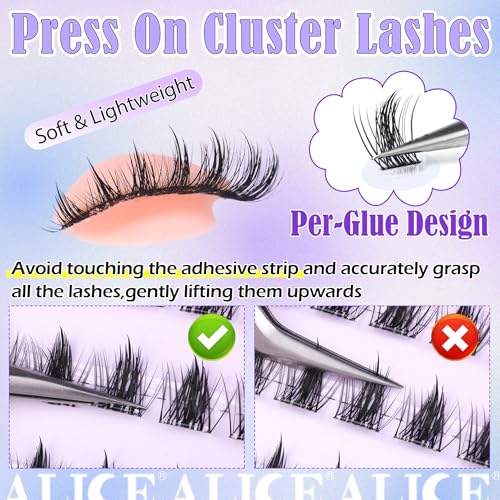 ALICE Self Adhesive Lash Clusters - 120pcs Reusable Wispy Lashes