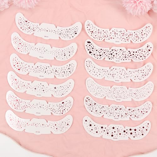 Valentine's Day Face Tattoos - 12 Glitter Heart Patches for Women