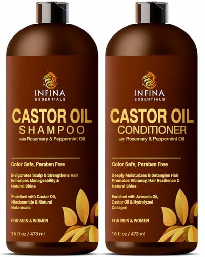 Castor Oil Shampoo & Conditioner Set for Hair Growth - 16 fl oz