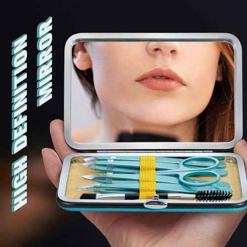 TsMADDTs Tweezers for Women Facial Hair, Eyebrow Tweezers for Women Men, Professional Ingrown Hair Removal Set, Eyebrow Kit with Mirror, Scissor