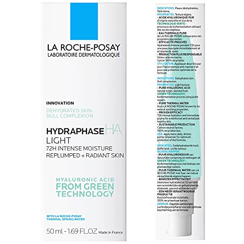 La Roche-Posay HydraphaseHA Light Face Moisturizer, Hyaluronic Acid Face Moisturizer with 72HR Hydration, Oil Free & Non-Comedogenic, 50 ML, 1.69 fl. oz.