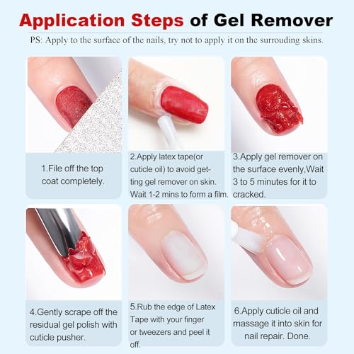LOUINSTIC Fast Gel Nail Polish Remover 15ml - Acetone-Free Burst Formula