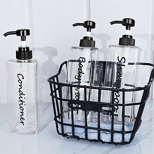 DIDROOM Refillable Shampoo Dispenser Bottles 21oz Set of 3
