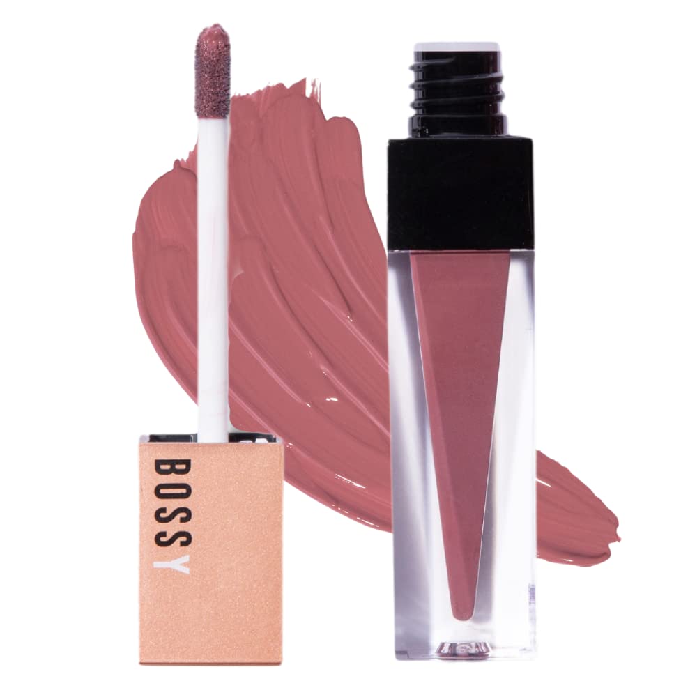 Bossy Cosmetics Power Woman Essentials Liquid Matte Lipstick, Highly Pigmented, Quick Drying & Smudge Proof, Long Lasting, Vegan and Cruelty-Free (Subtle - Deep Pink/Mauve Color)