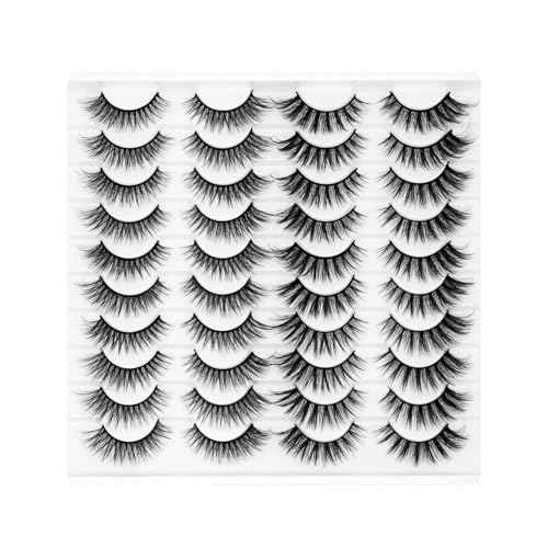 Eyelashes Lashes False Eyelashes Pesta?as Lashes Wispy False Lashes Pesta?as Postizas Naturales Strip Lashes Eyelash Natural Eyelashes Eyelash Extension 20 Pairs Cat Eye Lashes (Black)