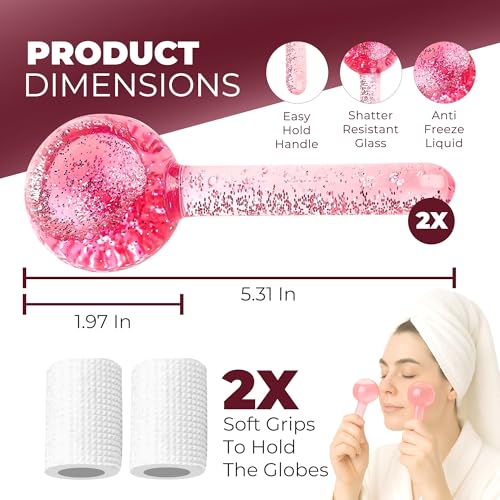 Ice Globes for Face - 2Pc Facial Cooling Roller Set