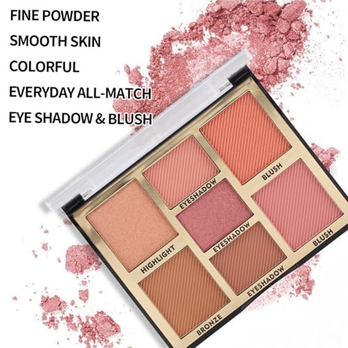 Joyeee 4-in-1 Makeup Palette with Eyeshadow, Blush & Brush