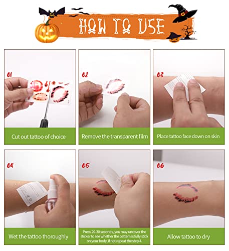 Halloween Zombie Makeup Temporary Tattoos - 10 Sheets