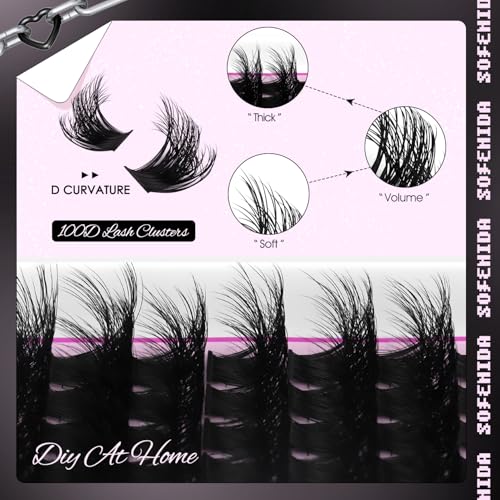 Lash Clusters Kit 100D Thick Cluster Lashes 10-18mm Volume Eyelash Clusters D Curvature Cluster Eyelash Extensions 3D Wispy Lash Clusters DIY Lash Extension Kit(100D-10-18MIX Thick Kit)
