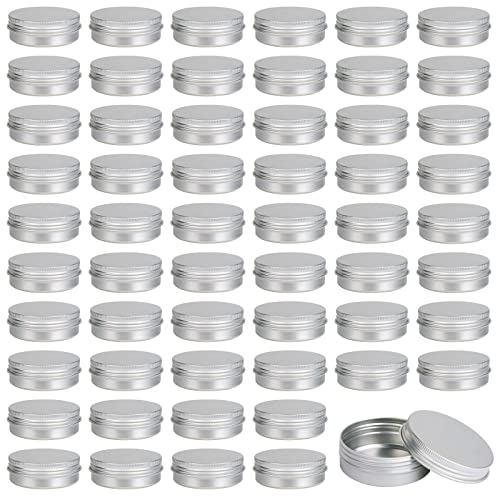 Moretoes 60 Pack Tins, 2Oz Metal Round Tins, Aluminum Tin Cans Containers with Screw Lid for Lotion Bars, Balms, Salve, Spices or Beard Balm