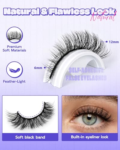 Self-Adhesive Eyelashes 12mm Wispy Press-On Lashes