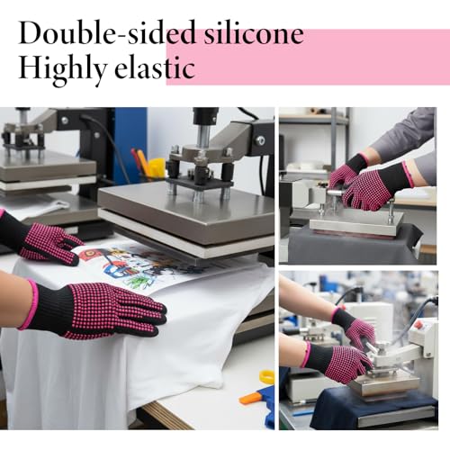 Heat Resistant Gloves for Hair Styling, 3 Pairs with Silicone Bumps