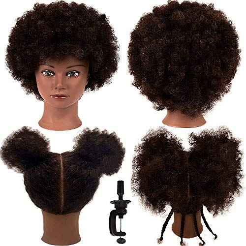 Mannequin Head with 100% Human Hair - Afro Style for Braiding & Styling Practice