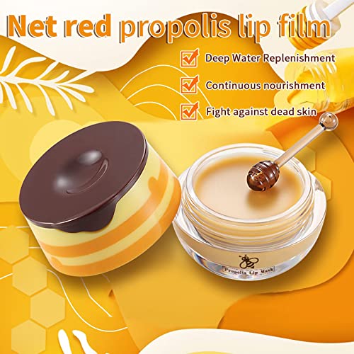 2 Pack Nourishing Bee Lip Balm Honey Pot, Moisturizing Honey Lip Mask, Hydrating & Prevention Dry and Cracked Lip Scrubs Exfoliator Lip Sleeping Mask Reduces Lip Lines Lip Care Products