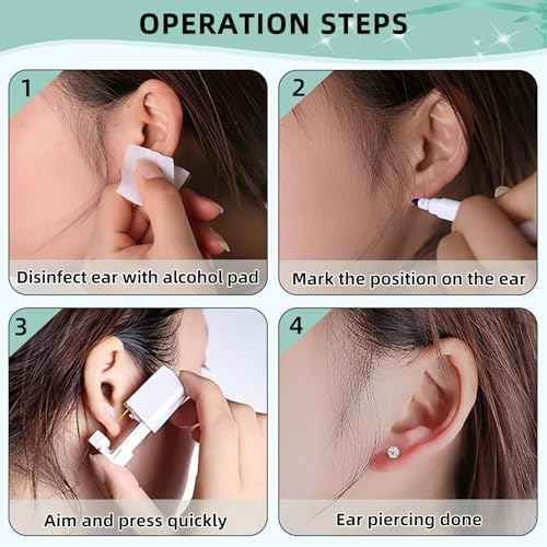 12 Pcs Ear Piercing Kit Disposable Ear Piercing Gun Kit with 4 Pcs 6 Prong Setting Cubic Zirconia Earrings Stud 316L Stainless Steel Easy to Use at Home Self Ear Piercer Gun Kit Tool