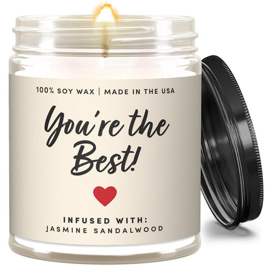 Best Friend Gifts for Women, Mom Birthday Gifts, Candles for Women, Jasmine Sandalwood Candle, Scented Candles, Teacher Appreciation Gifts, Engagement, Mothers Day Candle, Teacher Gifts - 9oz, Soy Wax