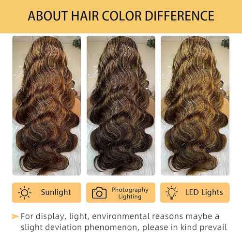 U Part Human Hair Wig Body Wave Highlight #1b/30 Ombre Brown Wig 180% Density U Part Wig Half Brazilian Virgin 100% Human Hair Wigs For Black Women Clip In Glueless No Leave Out Wig 18Inch