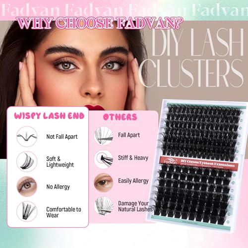 FADVAN D-Curl Lash Clusters 100D+200D Fluffy 3D Eyelash Extensions