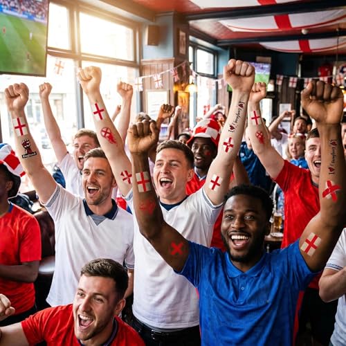 England Flag Temporary Tattoos for Game Day & Parties - 22 Sheets