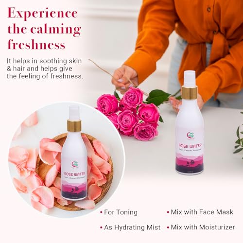 100% Pure Rose Water 6.5 fl oz | for Face & Hair | Alcohol Free & Artificial Coloring Free | by Yogi's Gift¢ç
