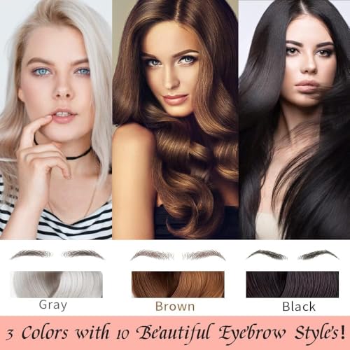 Eyebrow Tattoo 8 Sheets, 72 Pairs Eyebrow Tattoo Sticker Waterproof 10D Hair-Like Temporary Eyebrows Peel Off Brows Grooming Transfers Stickers Makeup for Women, Men, Girls, Brown