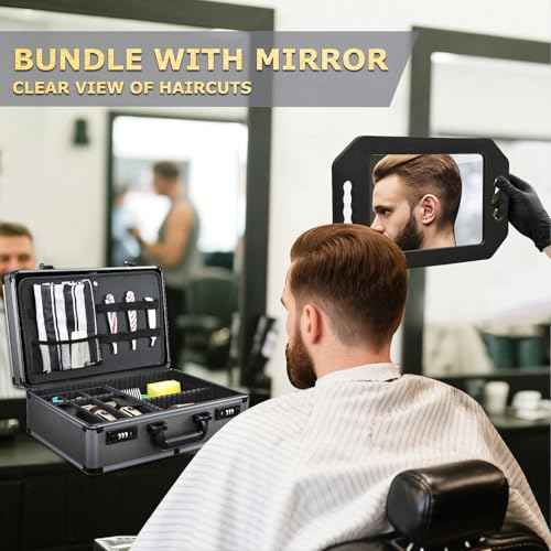 Professional Barber Case with Barber Clipper Tray Organizer, 6 Adjustable Clipper Slots & 8 Shear Holders, Portable Barber Carrying Case for Hair Tools & Supplies with Combo Locks