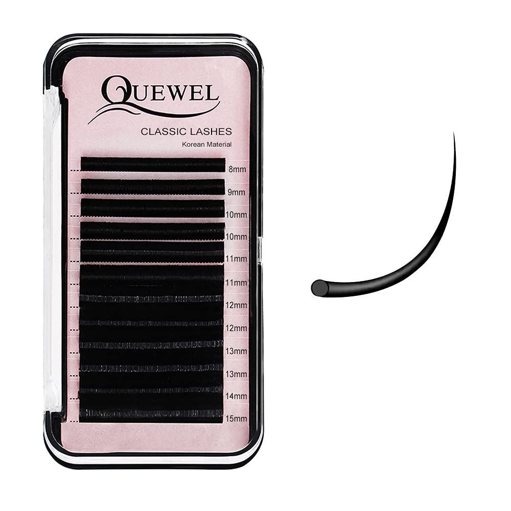 QUEWEL Eyelash Extensions 0.03mm D Curl Mix 8-15mm Supplies Matte Black Individual Eyelashes Salon Use|0.03/0.05/0.07/0.10/0.15/0.20mm C/D Single 8-18mm Mix 8-15mm/10-15mm|（0.03 D Mix8-15mm）