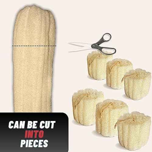 Whole Egyptian Loofah 100% Natural Organic Loofah Exfoliating Scrubber for Shower, Natural Loofah Body Sponge for Men and Women, Cream White