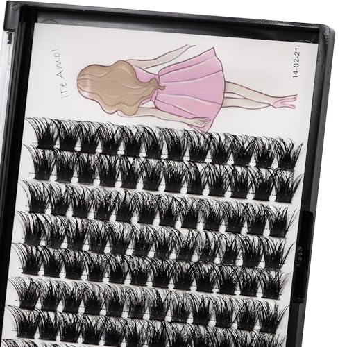 Bodermincer 120 Clusters/box Wide Cluster 3D Effect Glue Bonded Cluster Eyelashes Individual Eyelash Extension Eyelashes Bunches False Eyelashes Home Eyelash Extension (12MM)