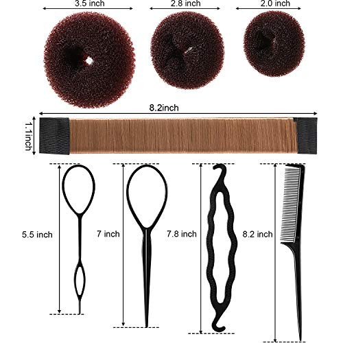 Hair Bun Shaper Set - 3 Donuts, 2 Bun Makers & Styling Tools