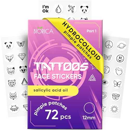 Cute Acne Patches for Face. Hydrocolloid Pimple Patches for Face. Face Tattoo Stickers. 72 Black Pimple Stickers with Hydrocolloid. Zit patches. Zit stickers.