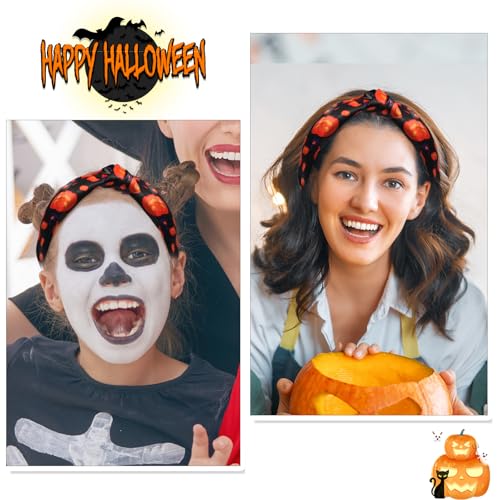 HAKJXOS Halloween Headbands for Women Men Pumpkin Witch Hat Hair Accessories for Women Black Headband Halloween Knot Design Head Bands for Women Hair Cute Non Slip Hair Bands Styling Accessories