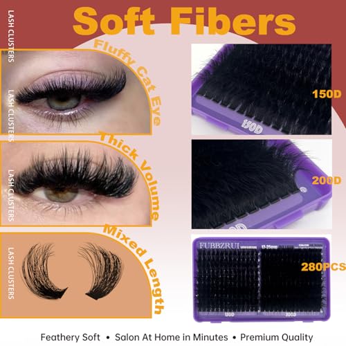 Fluffy Lash Clusters 12-25mm D Curl 280PC Volume Eyelashes